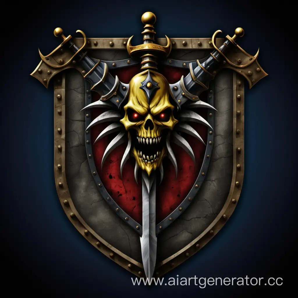 Придумай мне герб моей гильдии по его названию, УНИЧТОЖИТЕЛИ. Что бы этот герб был в стиле игры World of Warcraft. И ещё зделай его, что бы он соотвествовал рассе нежить из этой же игры.