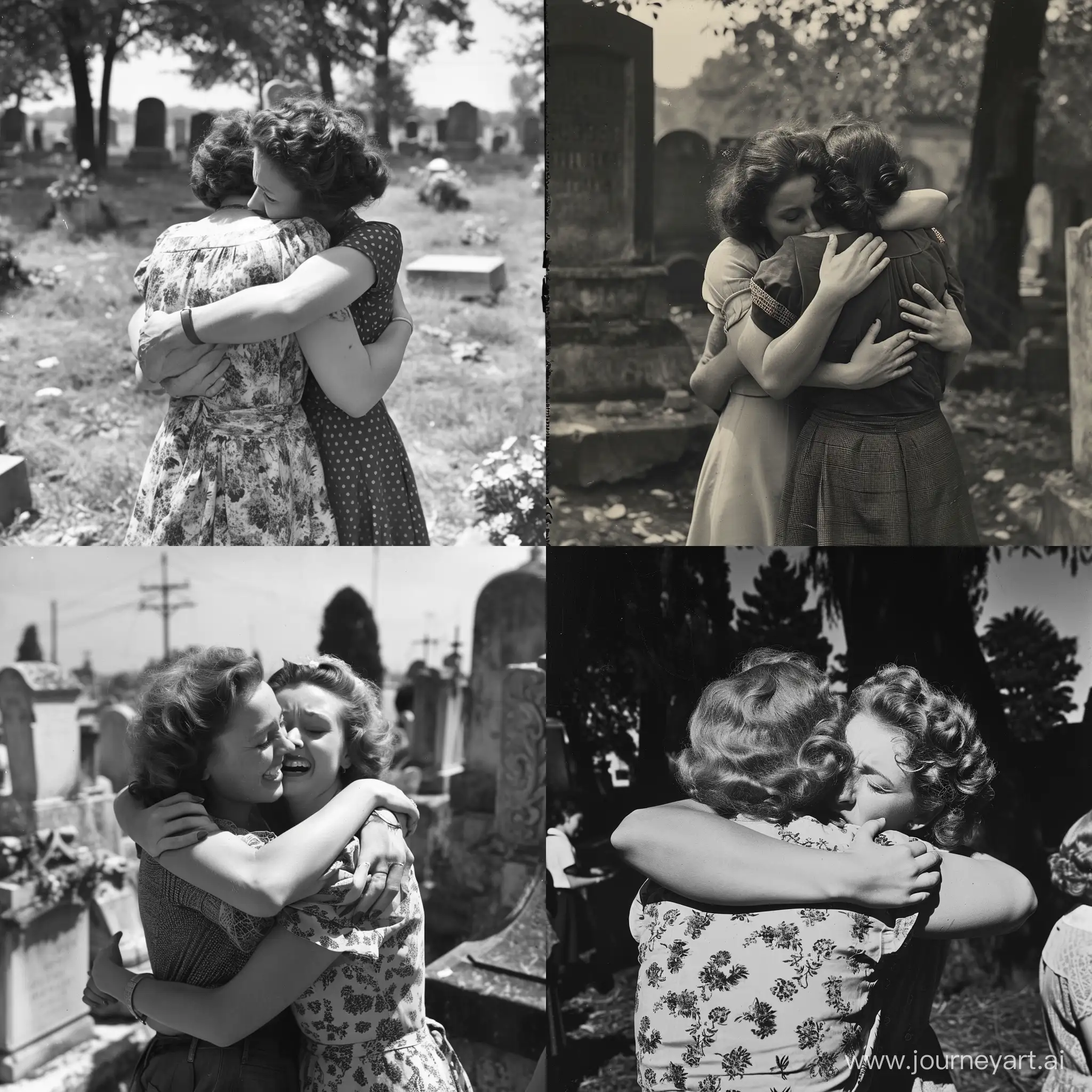 Lesbian-European-French-1950s-Photo-Emotional-Cemetery-Hug