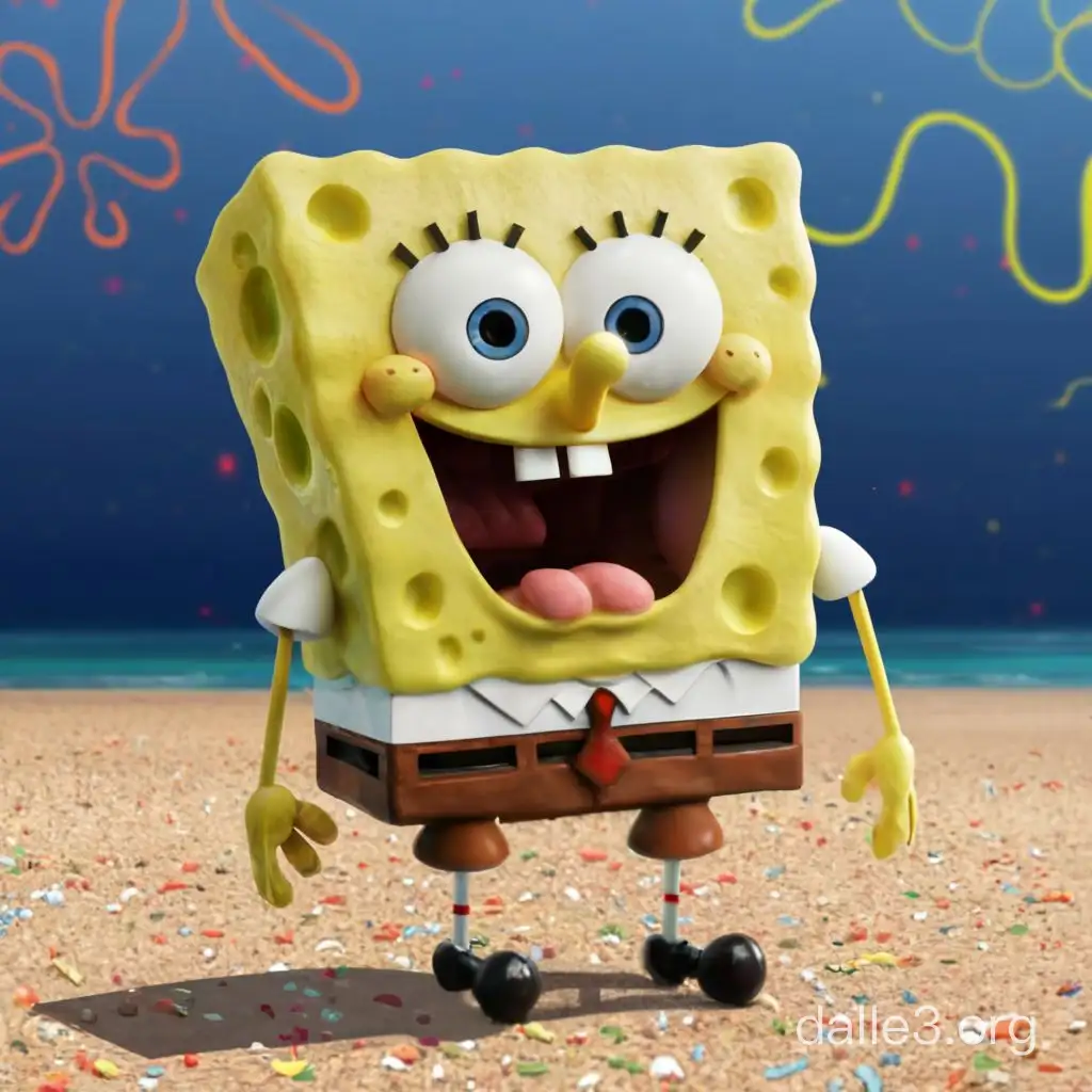 CGI SpongeBob Movie Vibrant Pixar Style Poster with Iconic Characters ...