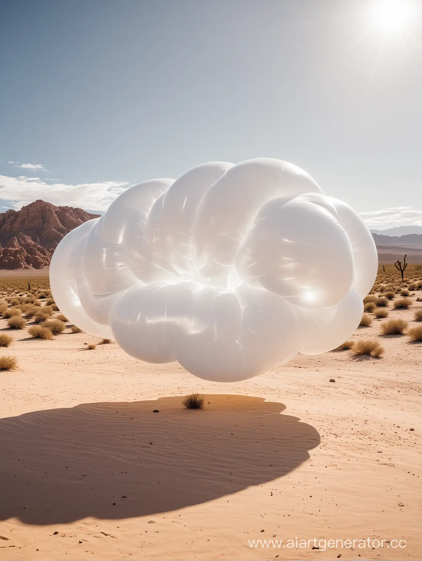 HighTech-White-Inflatable-Cloud-Sculpture-in-Desert-Landscape