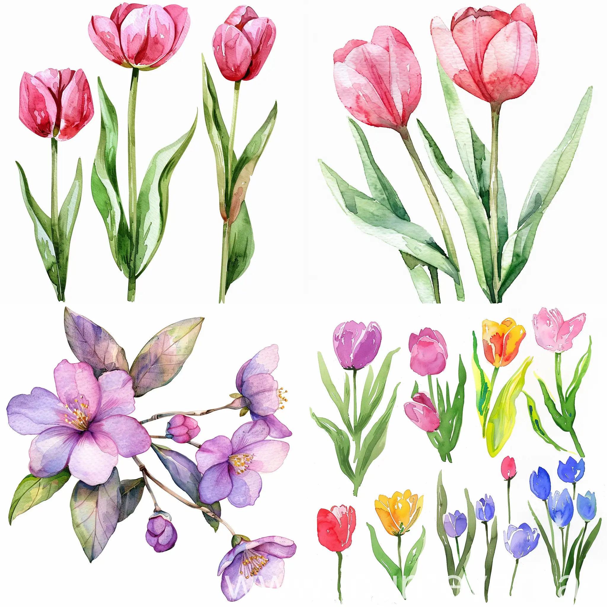 watercolor clipart spring, in high quality 