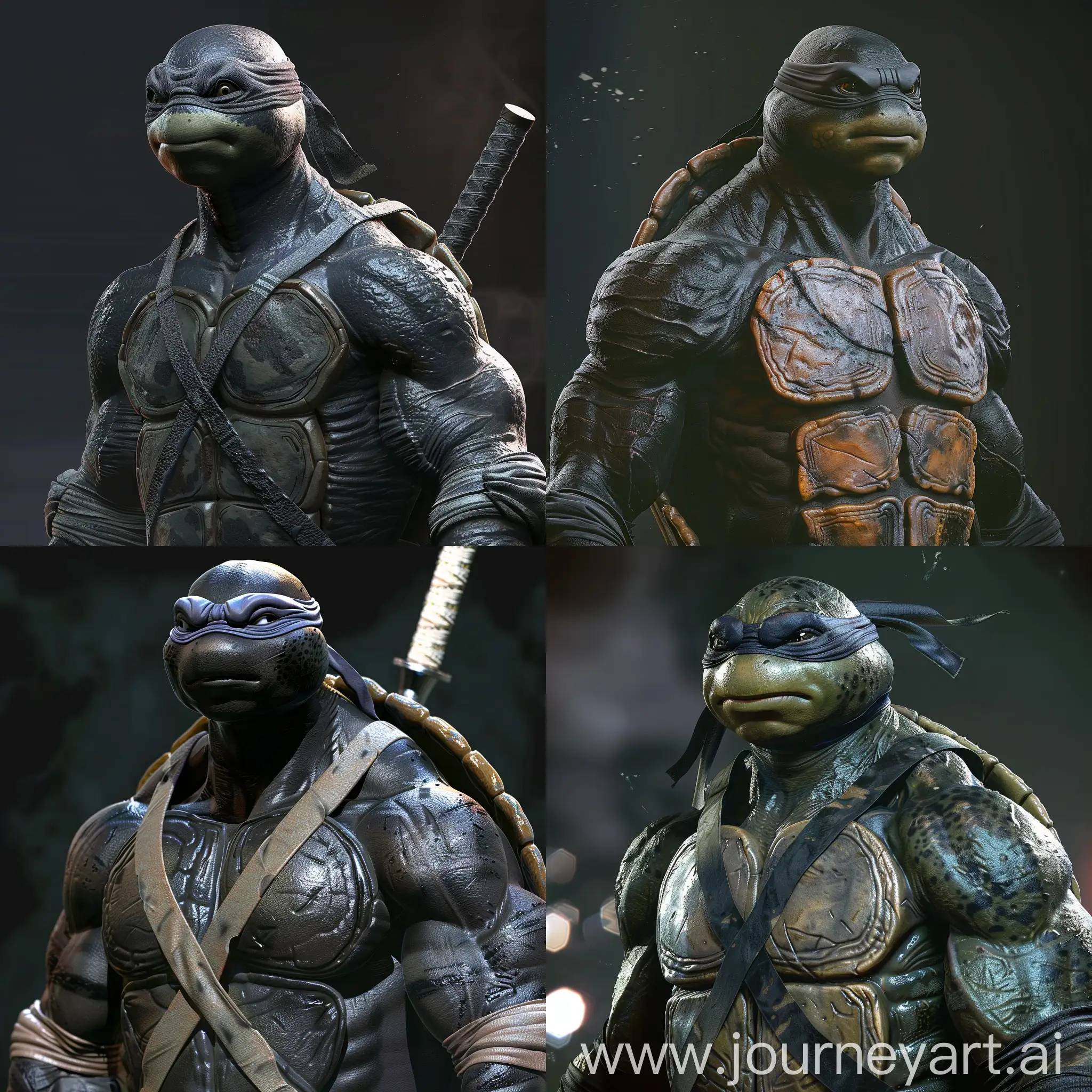 Ninja turtle with black skin