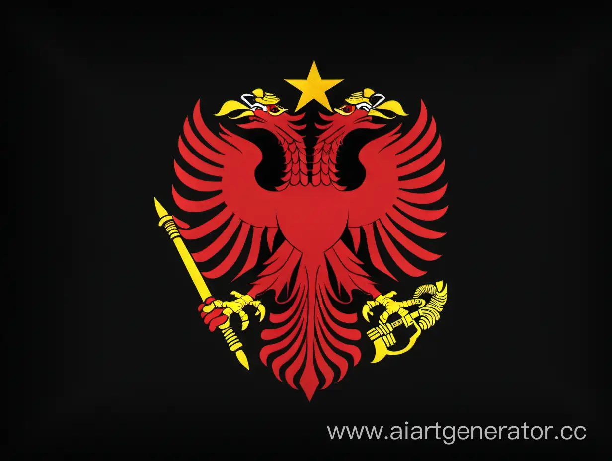 Socialist-Republic-of-Albania-Flag-in-Dark-Colors-with-Voluminous-Appearance
