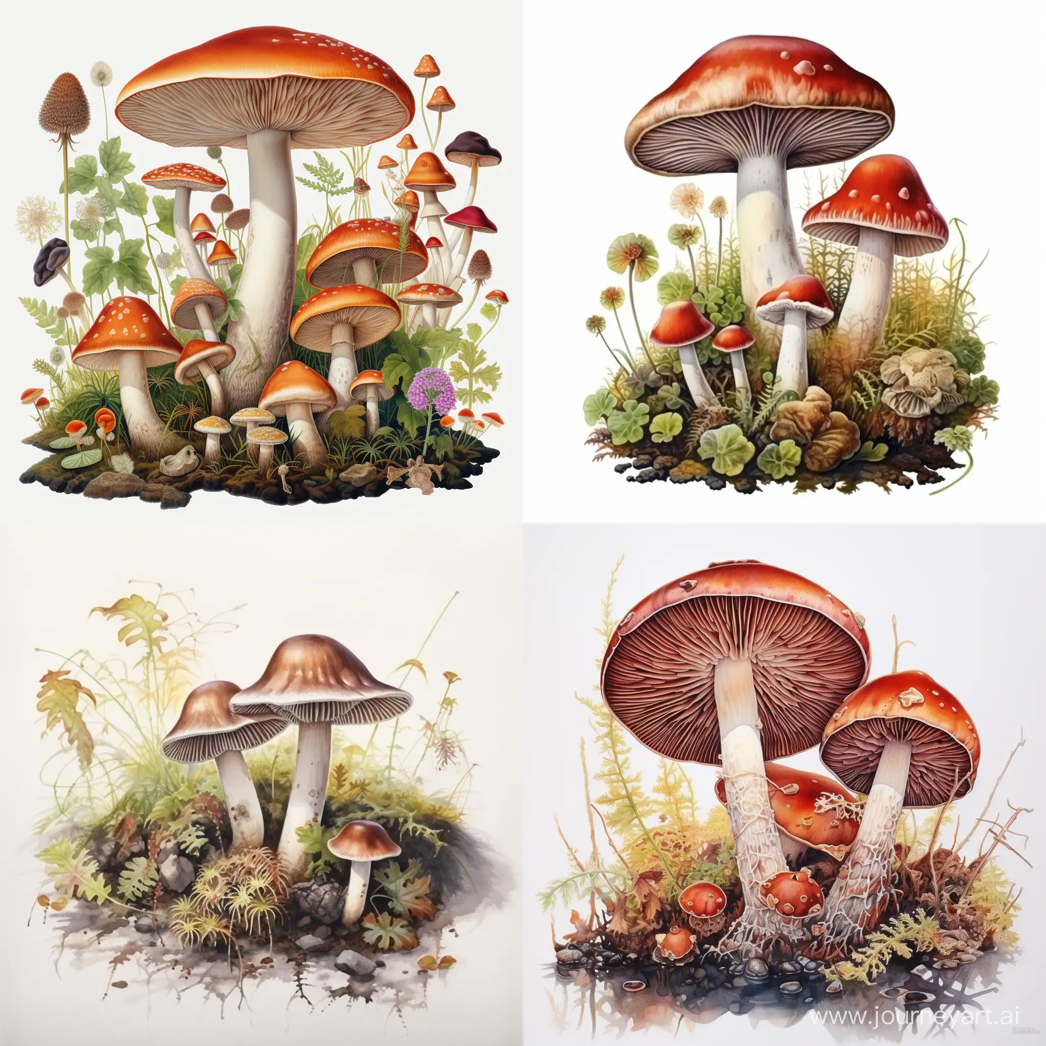 Exquisite-Watercolor-Illustration-of-Various-Mushroom-Varieties