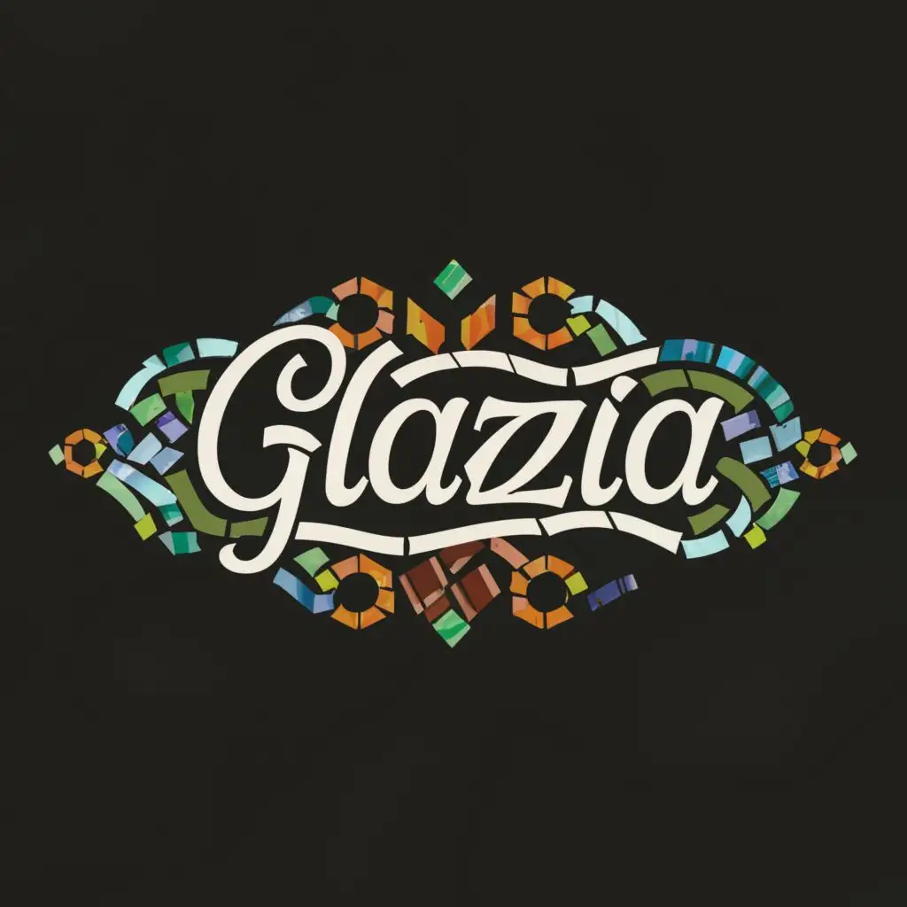 LOGO-Design-for-Glazia-Mosaic-Colored-Glass-with-Elegant-Typography-and-Clear-Background