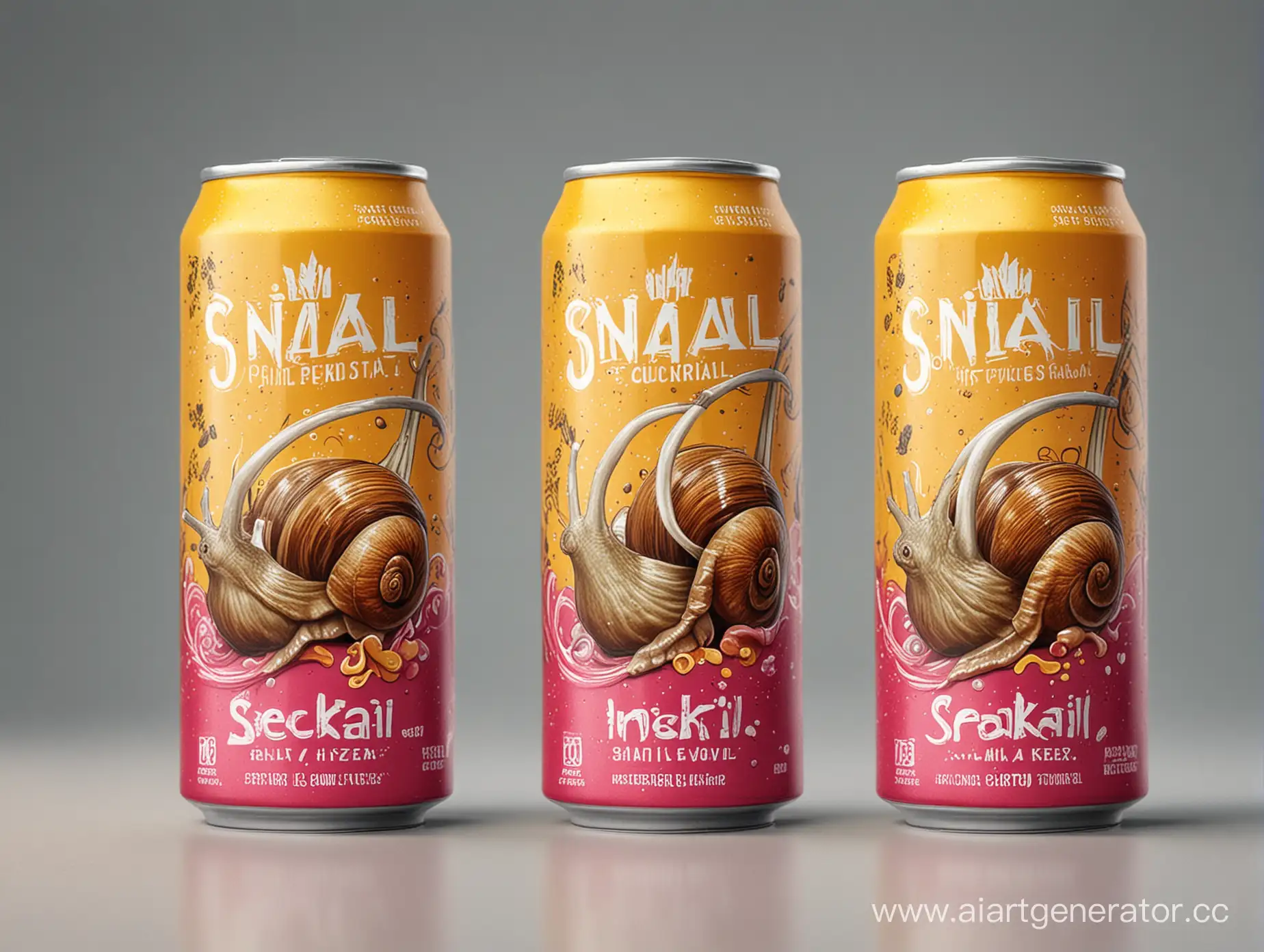 Дизайн банки энергетика с названием snail cocktail