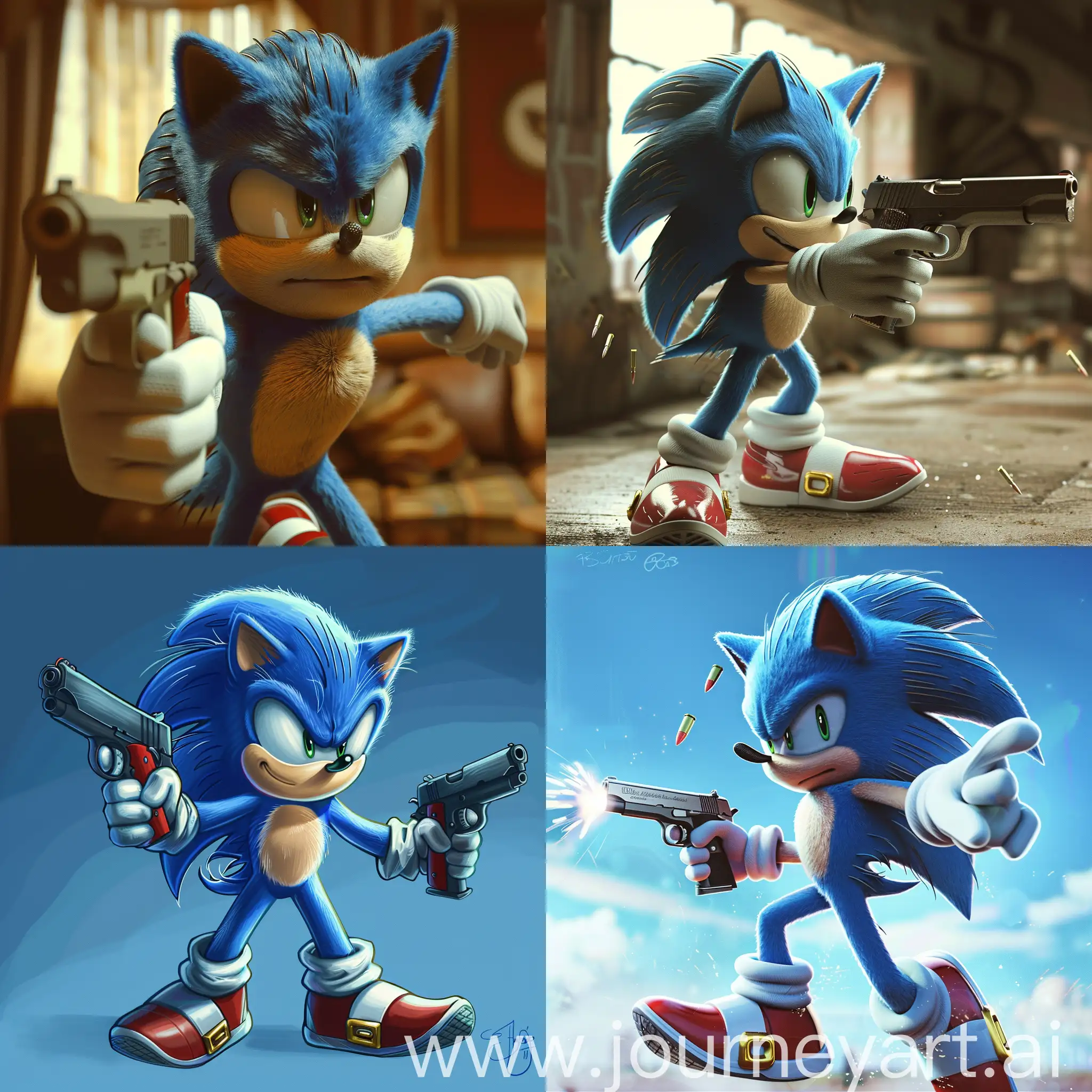 Sonic-the-Hedgehog-with-Firearms-in-Action