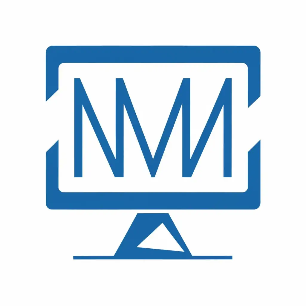 logo, computer,, with the text "mw blue logo", typography