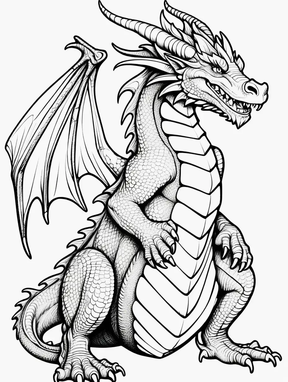 Majestic Dragon Coloring Page for Kids on a Clean White Background