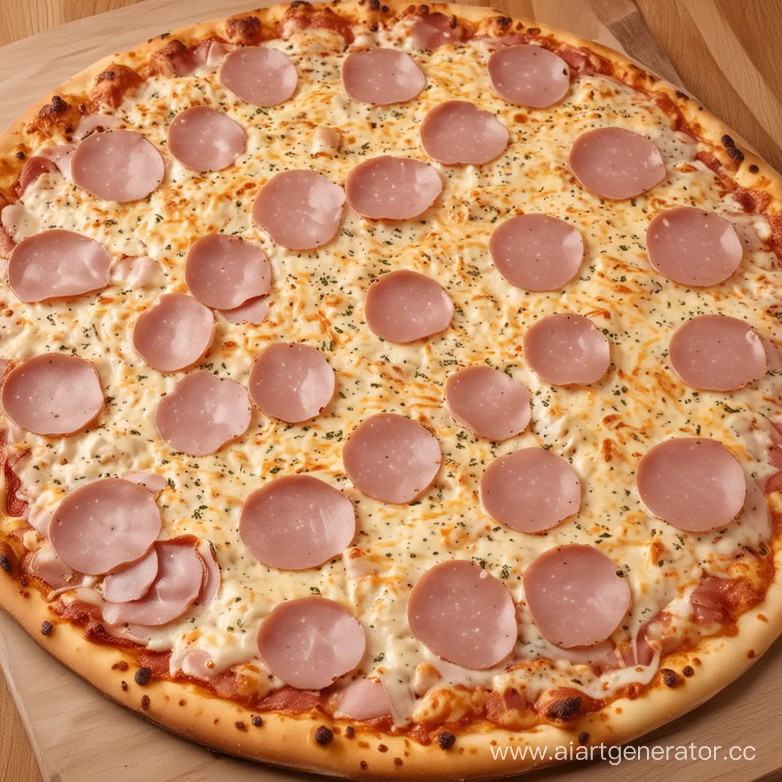 Delicious-Pizza-with-Ham-and-Cheese-Toppings