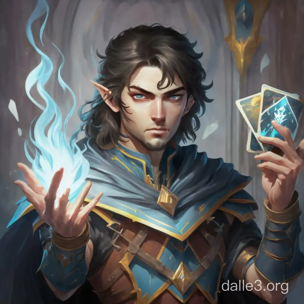 Mystical Cleric Elf Drow with Black Hair Reading Magic Tarot Cards ...