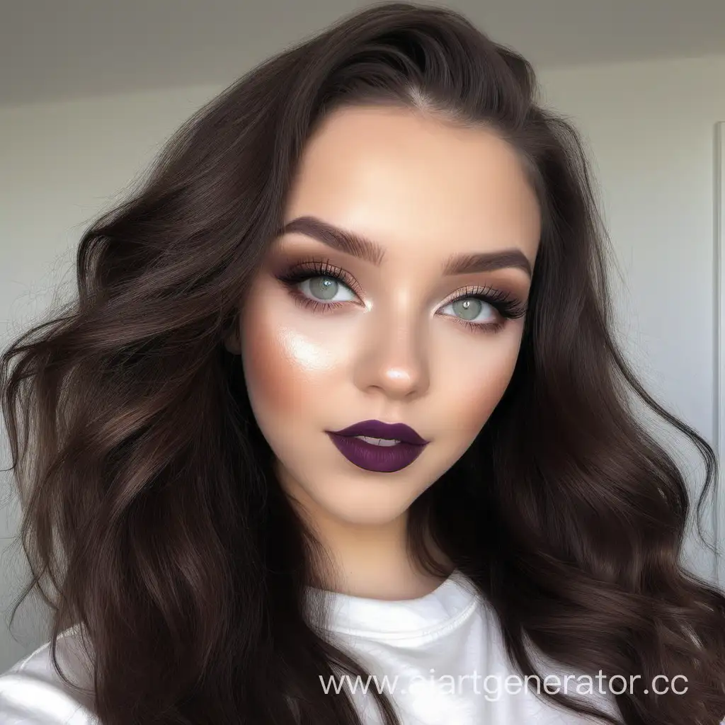 Trendy-22YearOld-Beauty-Blogger-with-Vibrant-Makeup-and-Natural-Brunette-Hair