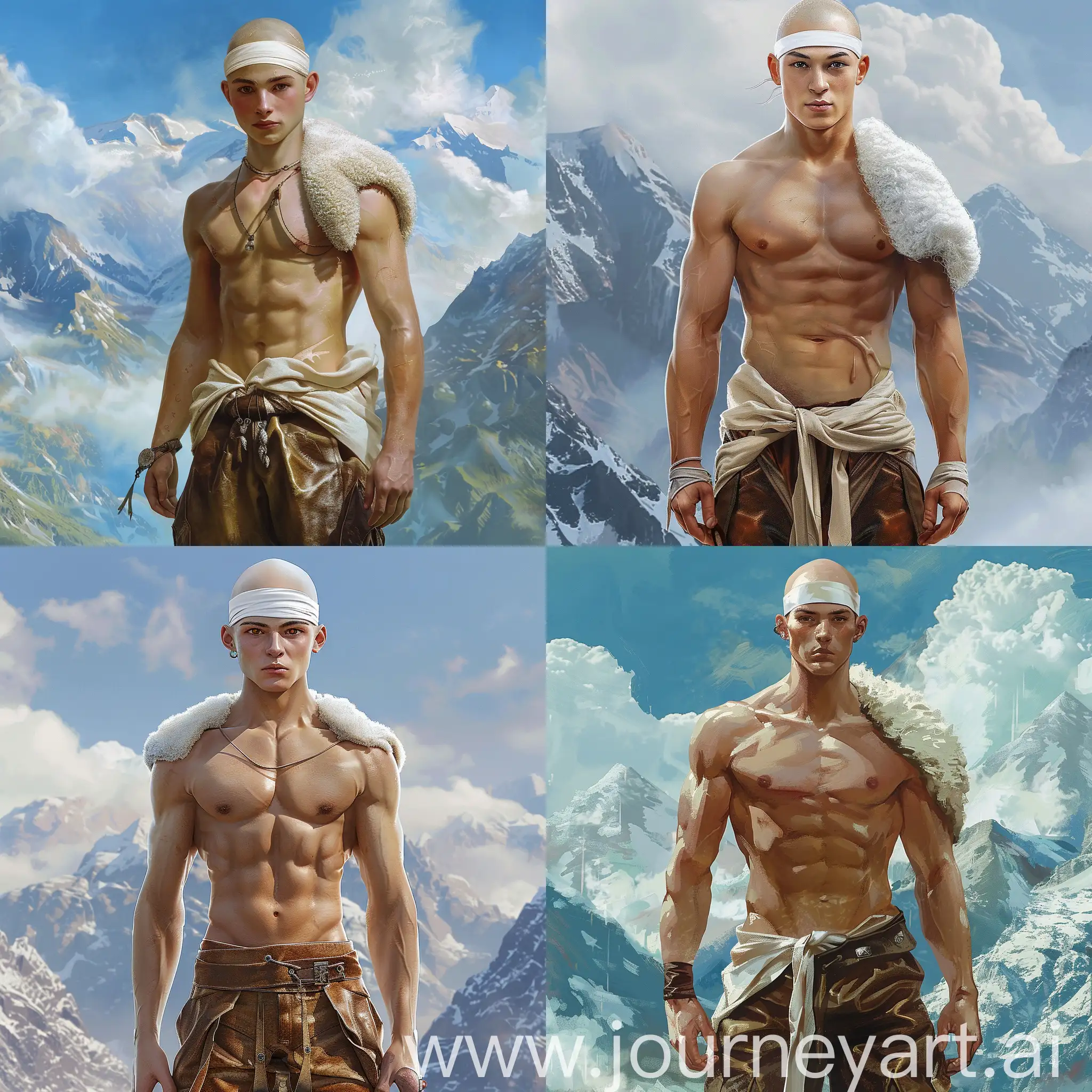 Muscular-Caucasian-Warrior-in-AnimeStyle-Magical-Battle-Against-Mountain-Backdrop