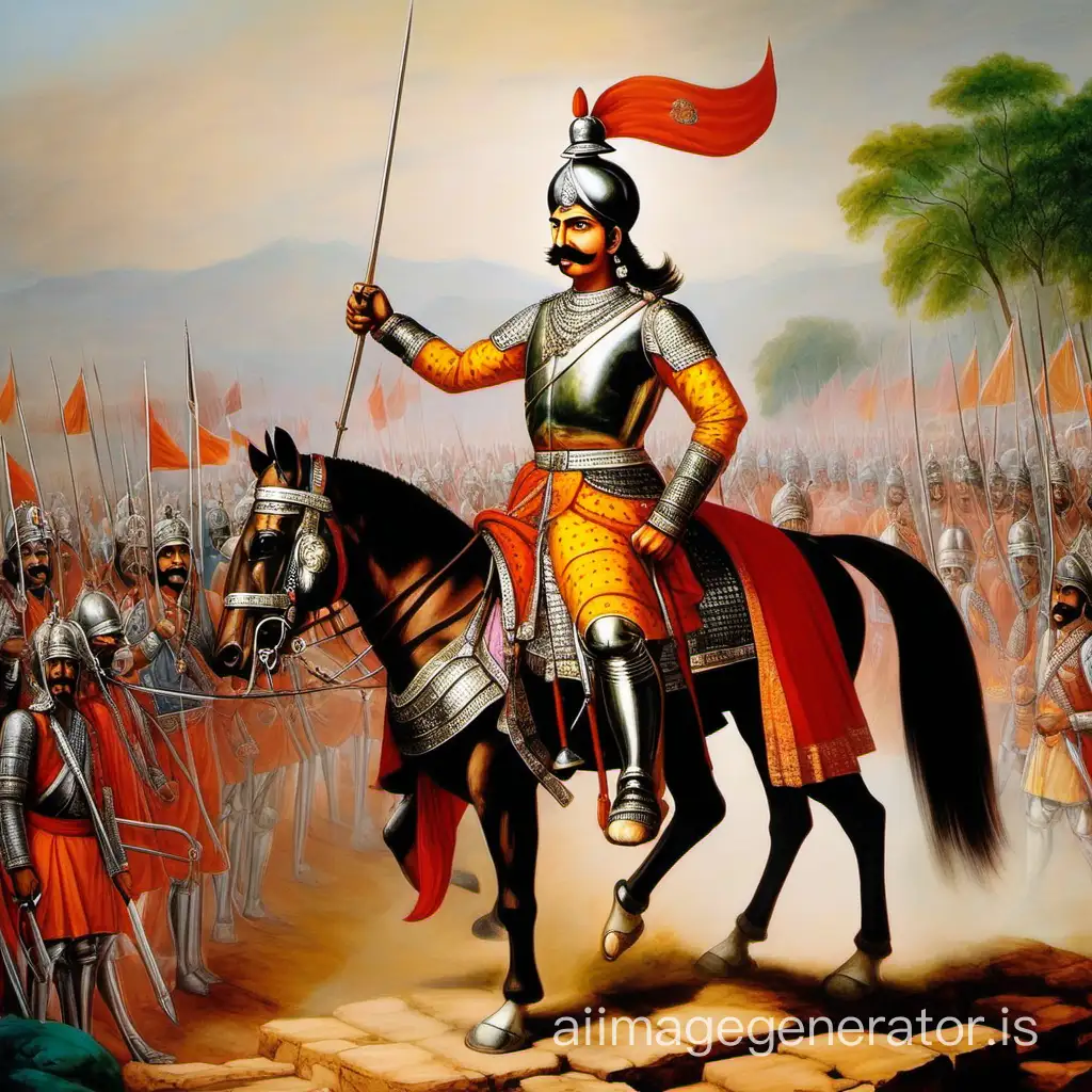 Maharana-Pratap-in-Majestic-Armor-Leading-His-Army-into-Battle