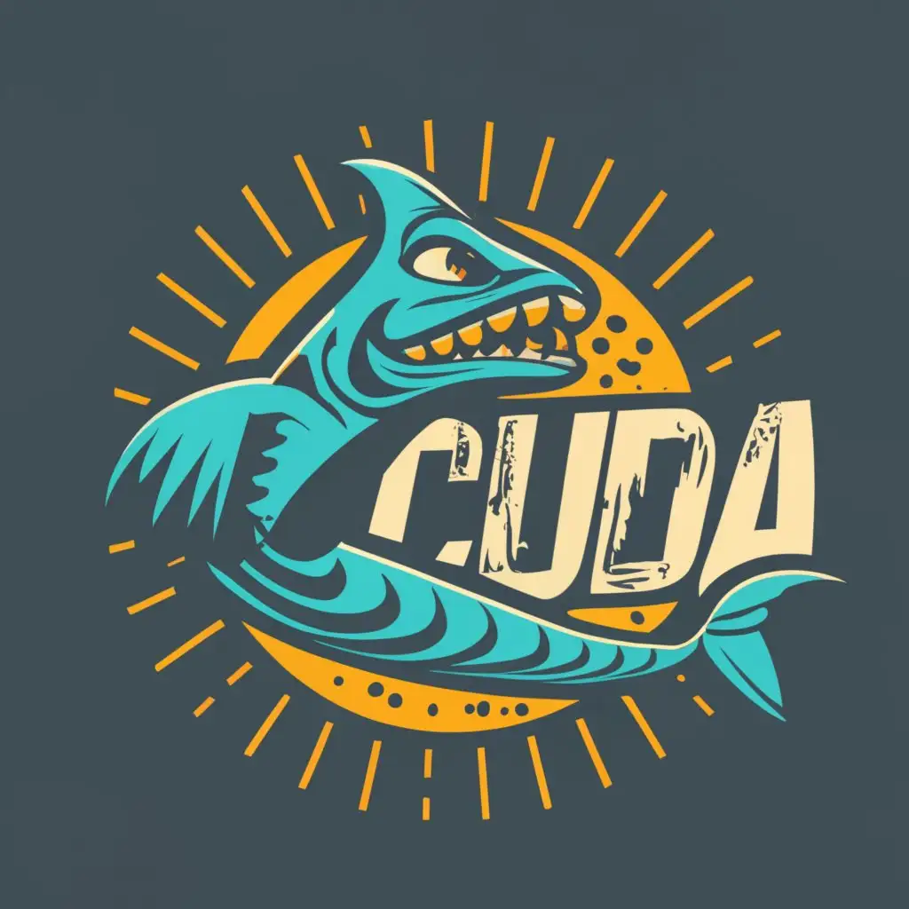 logo, sea theme aggressive gym vibe, with the text "CUDA", typography, be used in Sports Fitness industry