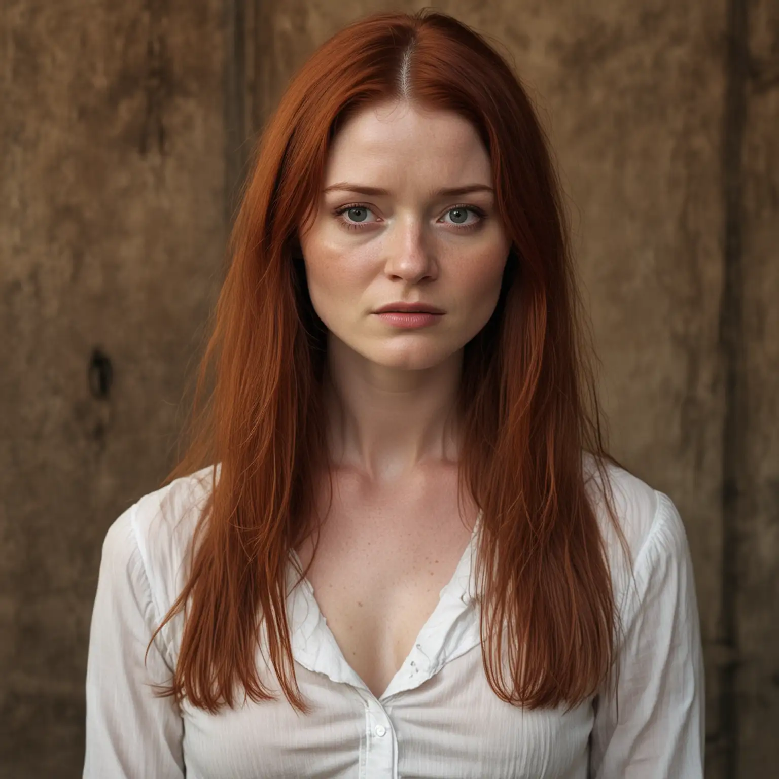 Frightened Bonnie Wright in LowCut Shirt Slave Market ID Photo