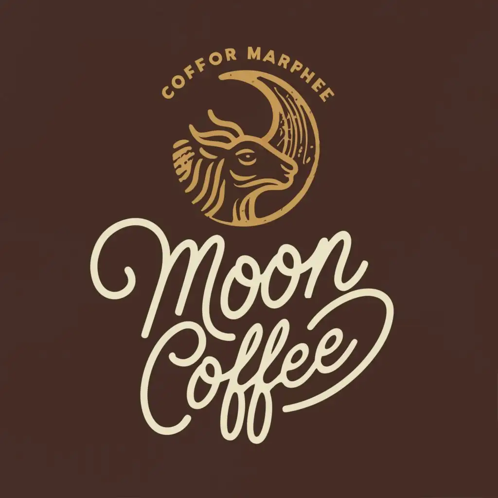 a logo design,with the text "moon coffee", main symbol:markhor head, coffee bean and moon,Moderate,be used in Restaurant industry,clear background