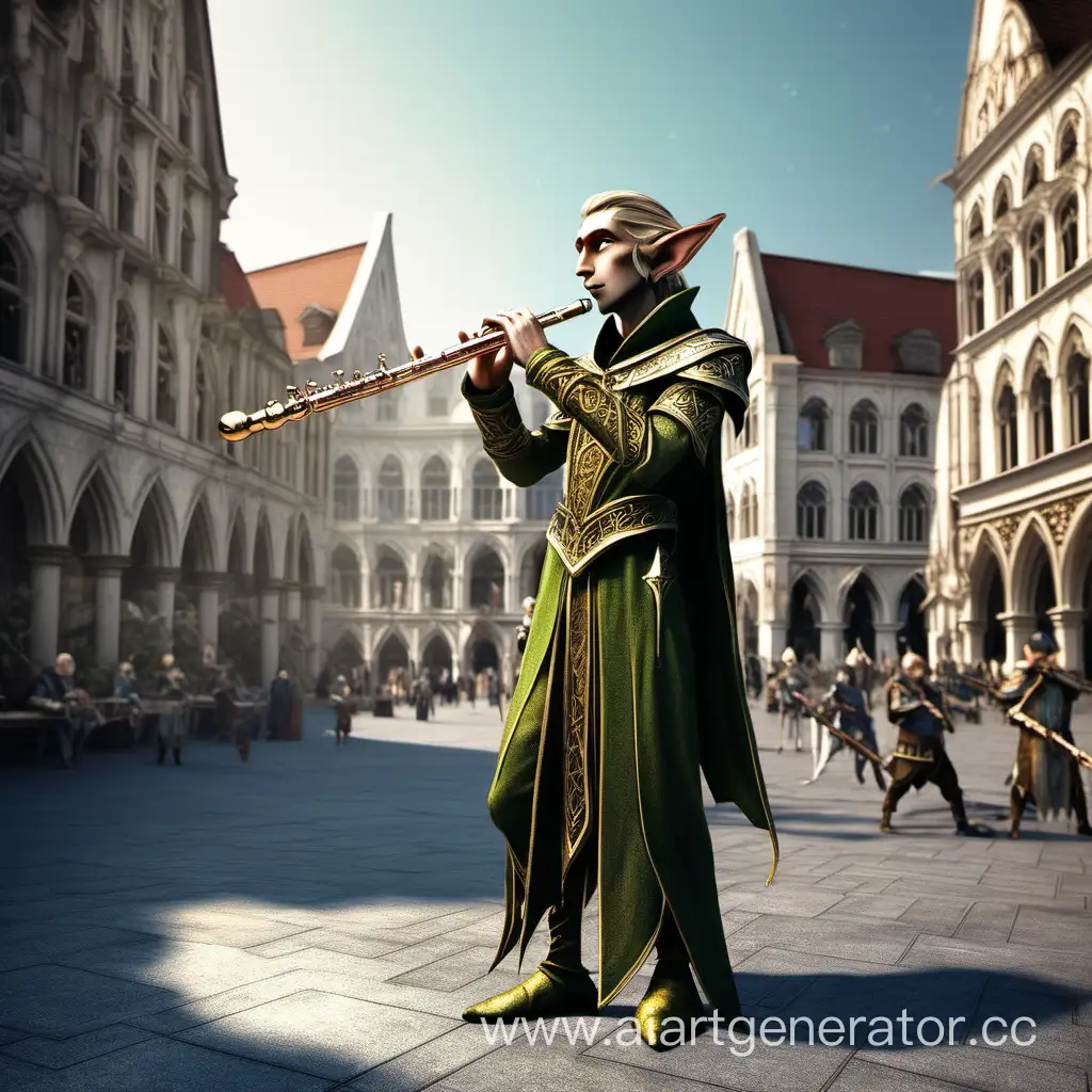 Elf-Playing-Flute-in-City-Square