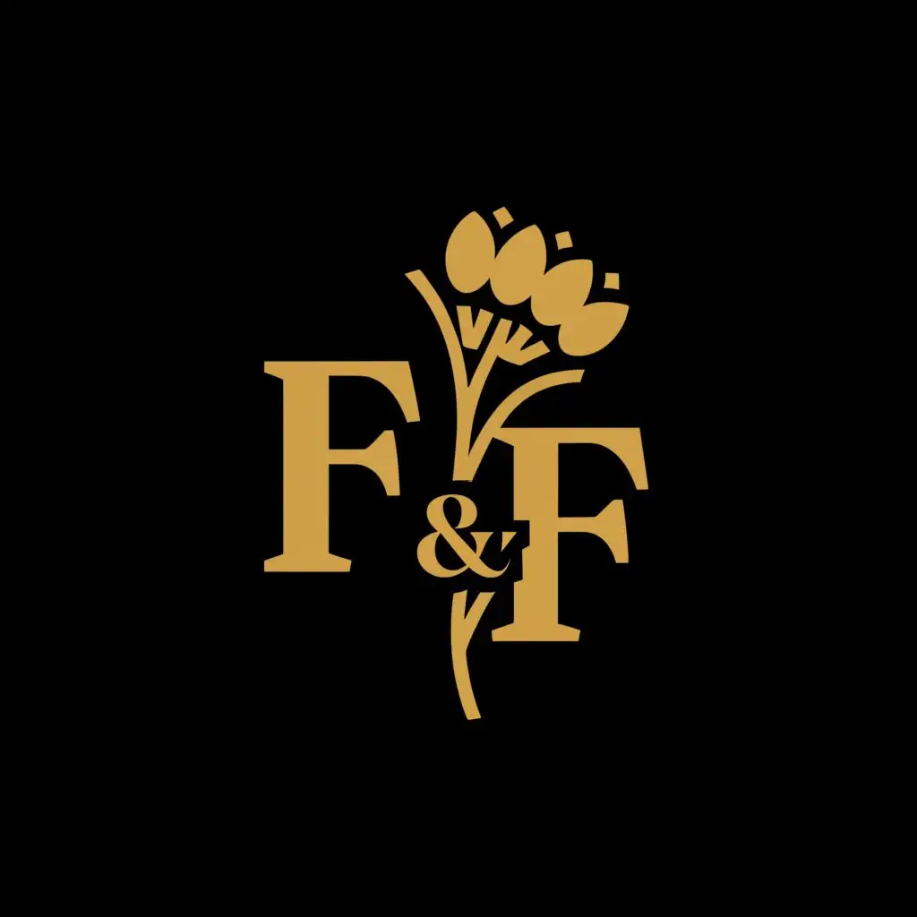 logo, flower, with the text "F&F", typography wedding vintage, white background