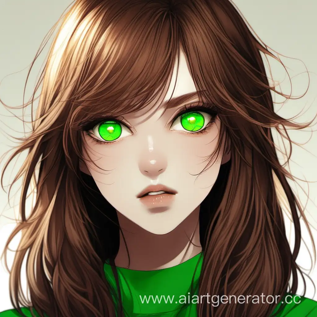 girl with brown hair and green eyes