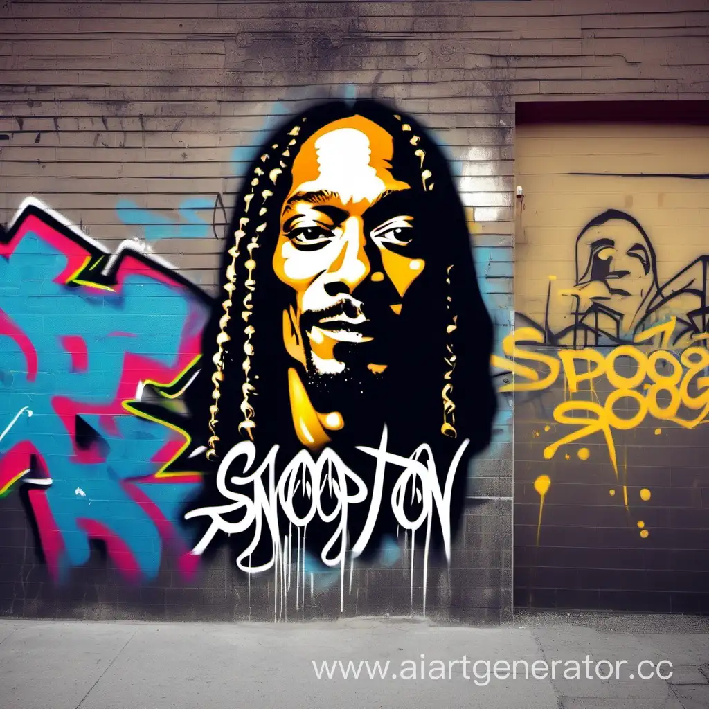 Graffiti with Snoop Dogg's face and the inscription Snoop Ton