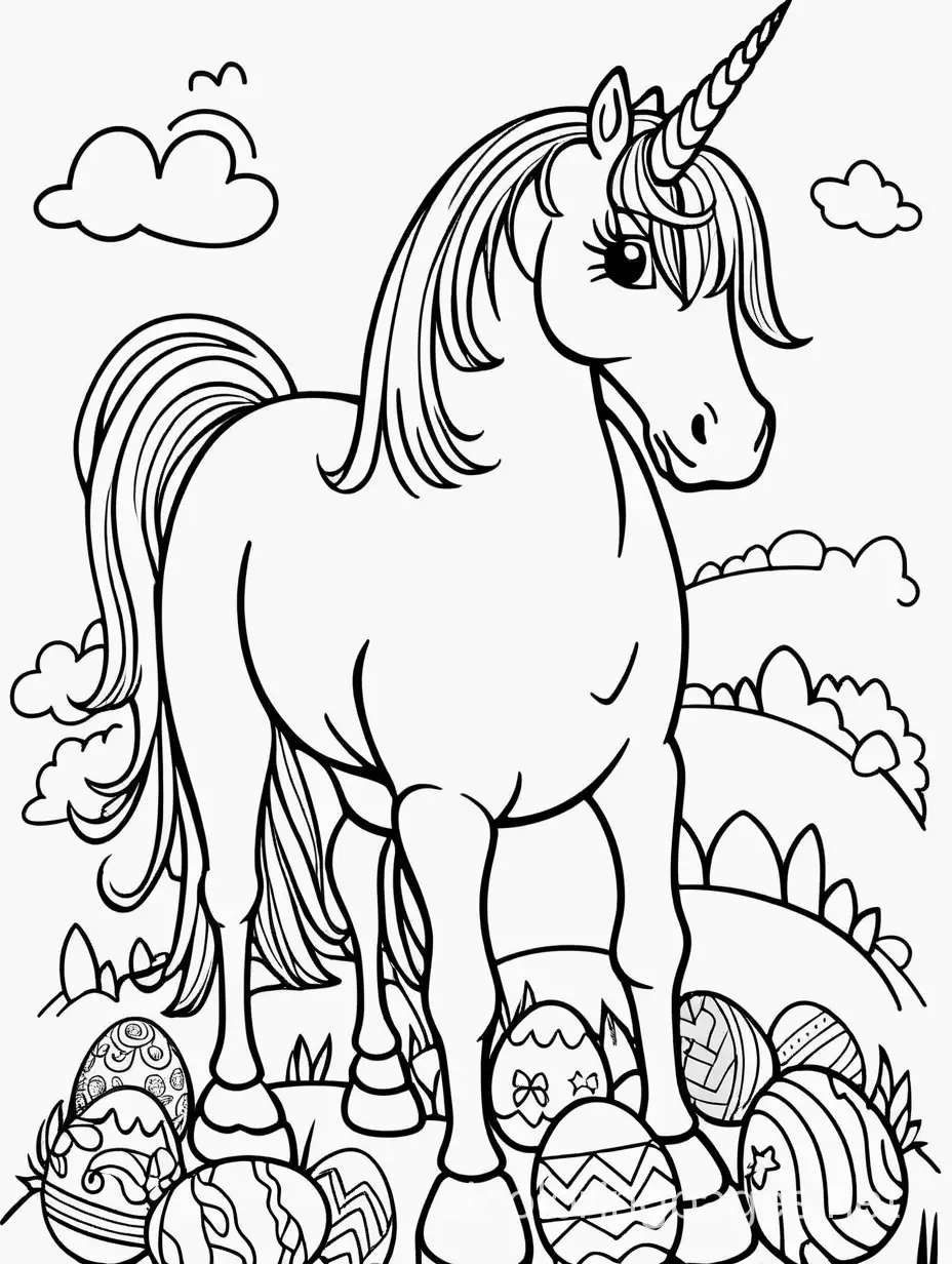 Adorable-Unicorn-on-Easter-Egg-Hunt-Coloring-Page