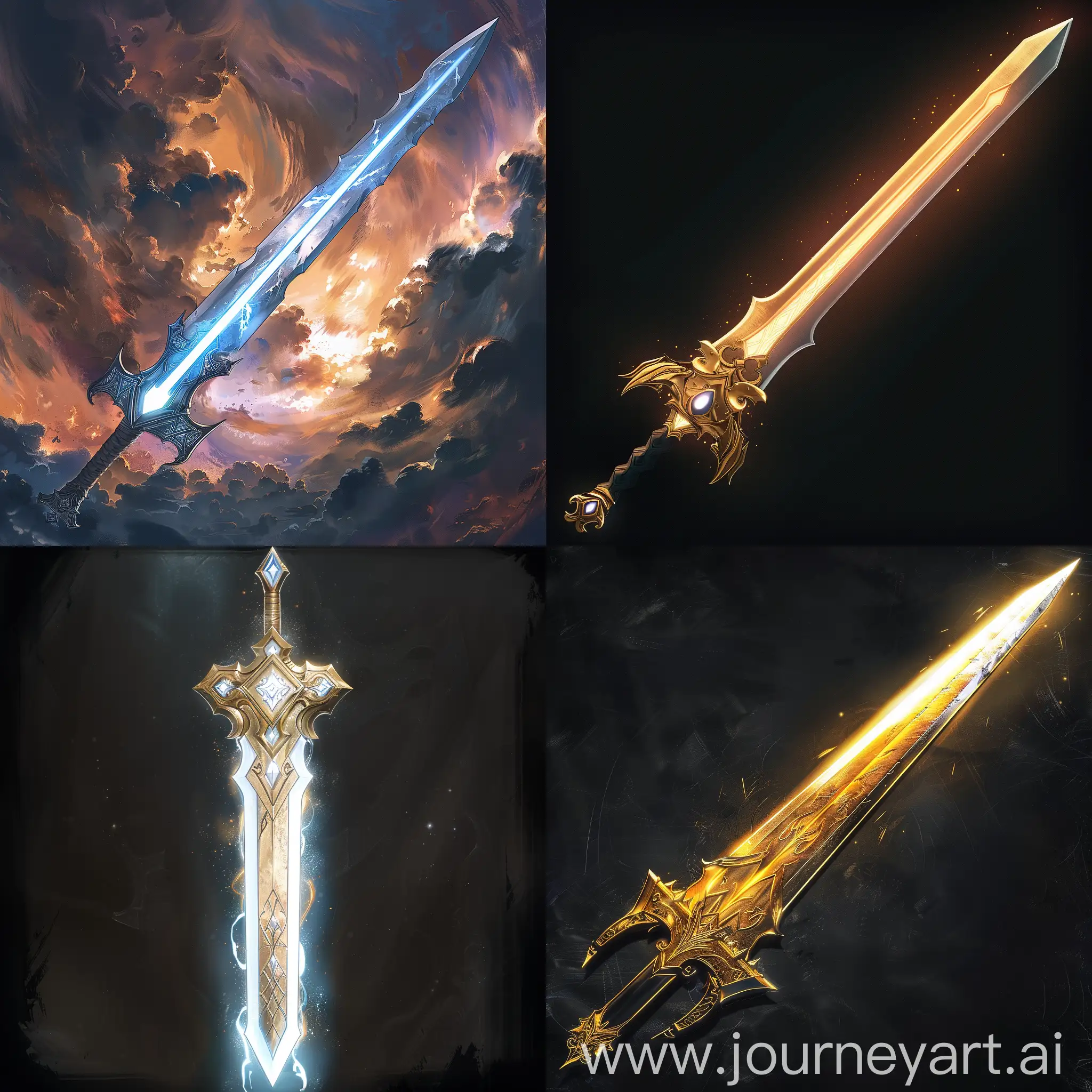 An anime style sacred divine sword of light, from a fantasy life.
