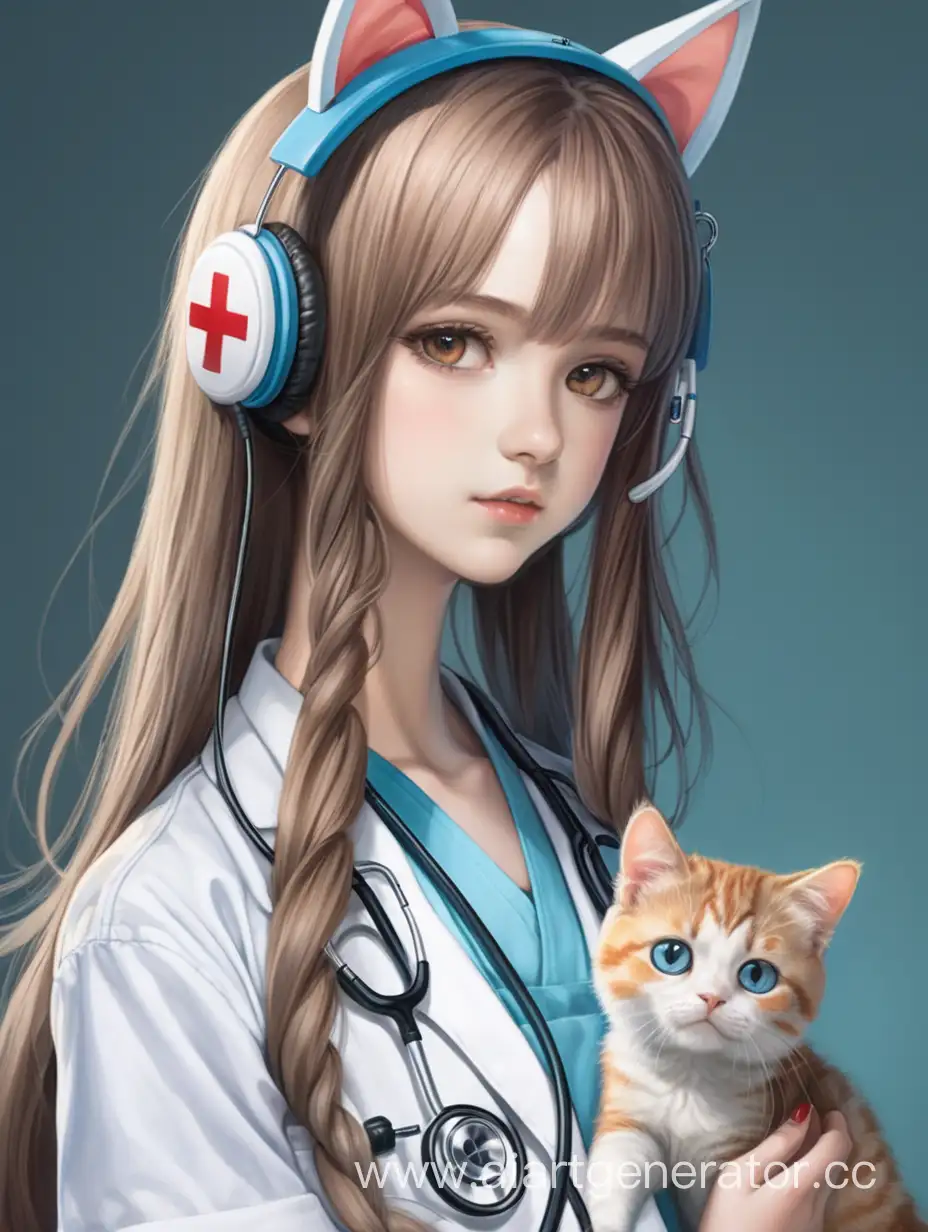 Девушка с длинными волосами; Девушка медик; У девушки уши кошки; Всего одна пара ушей, без человеческих 