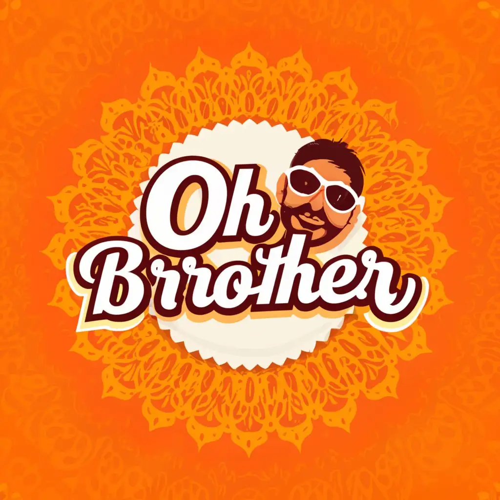 a logo design,with the text "Oh brother", main symbol:Bold white Devanagari text "Arey Bhai" with sunglasses falling on saffron background, saying "Sahi bola!" in a speech bubble.,Moderate,be used in Entertainment industry,clear background