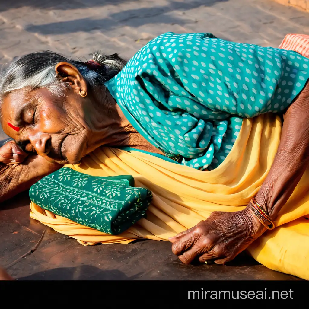 Peaceful Slumber Indian Elderly Women Resting
