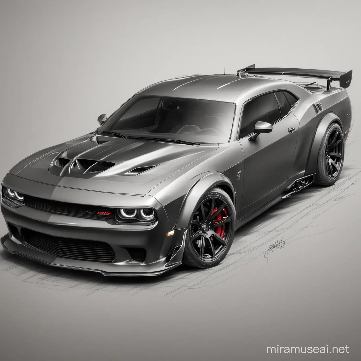 Dodge Hell Cat, car, sketch