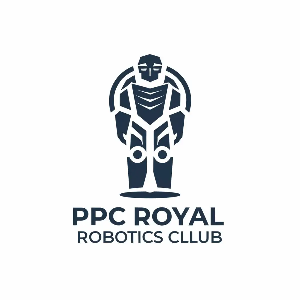 a logo design,with the text "PPC Royal Robotics Club", main symbol:A robot,Moderate,be used in Technology industry,clear background