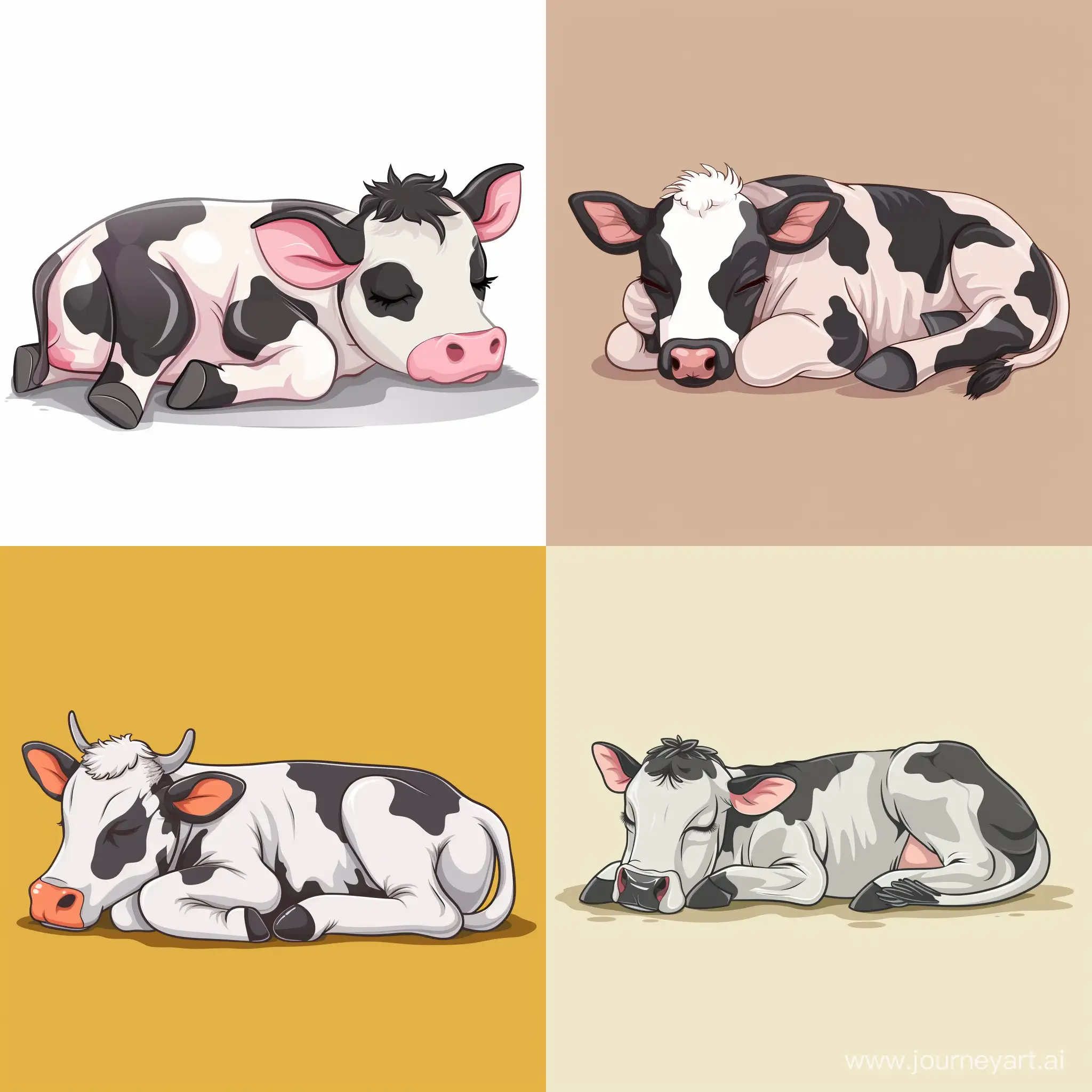 Cute-Cartoon-Cow-Sleeping-Peacefully-in-Vector-Graphics