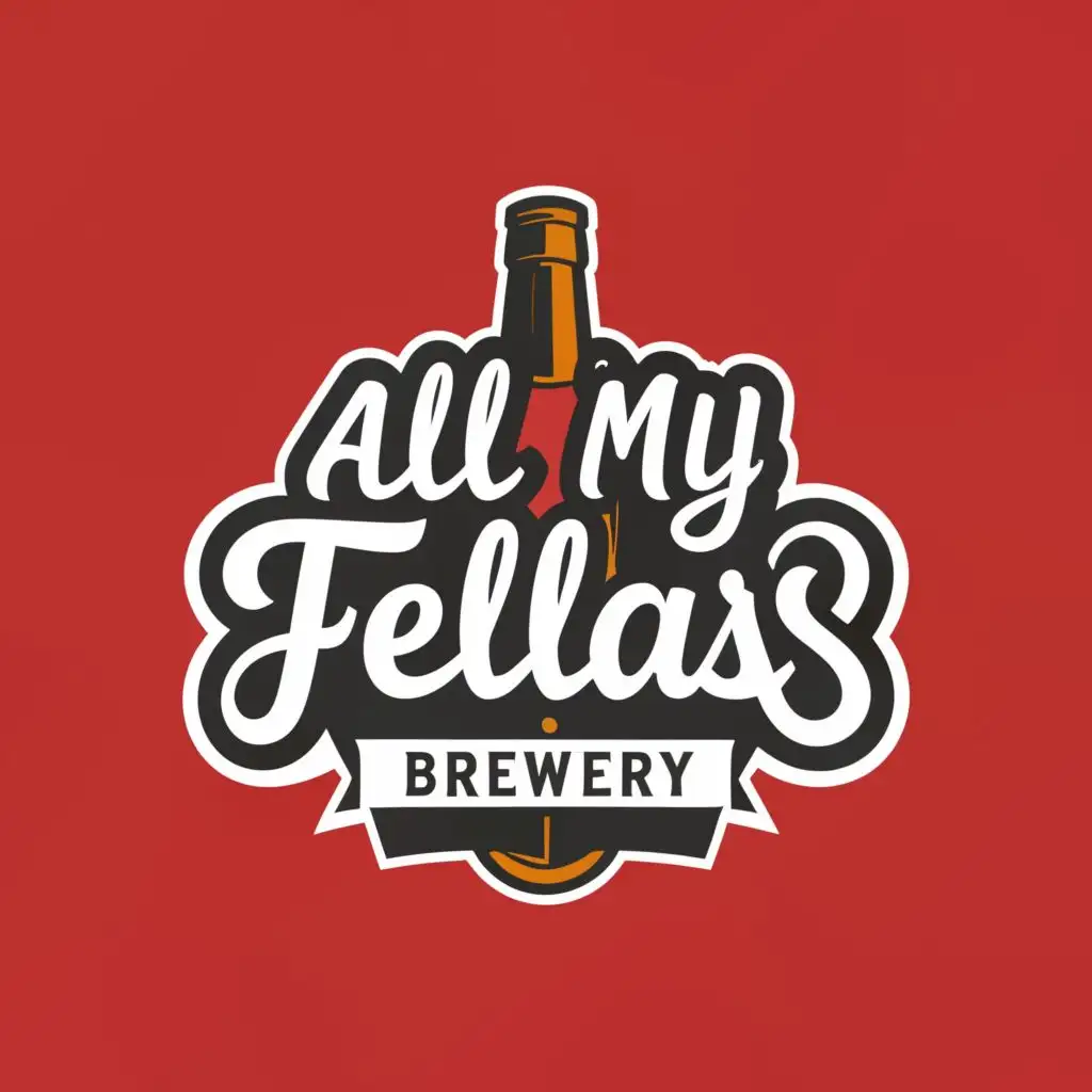 a logo design,with the text "All my fellas Brewery", main symbol:wine bottle,Moderate,clear background