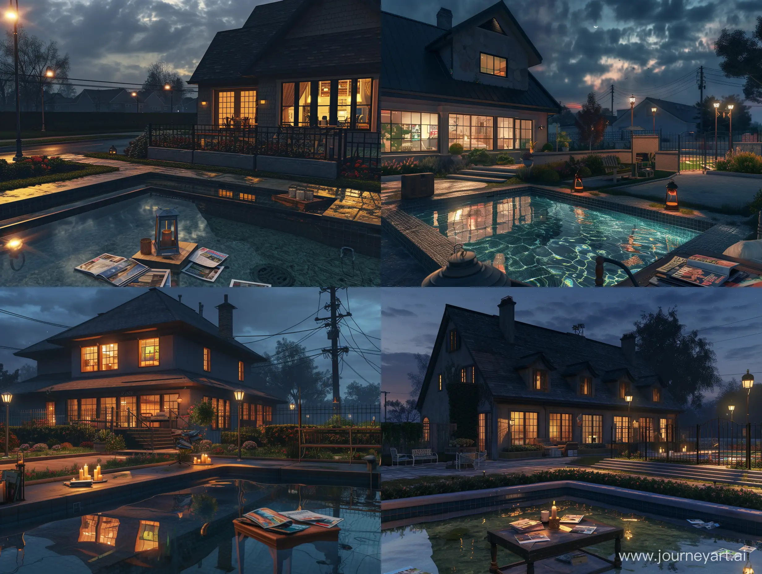Beautiful-American-Style-House-with-Night-Sky-and-Poolside-Ambiance