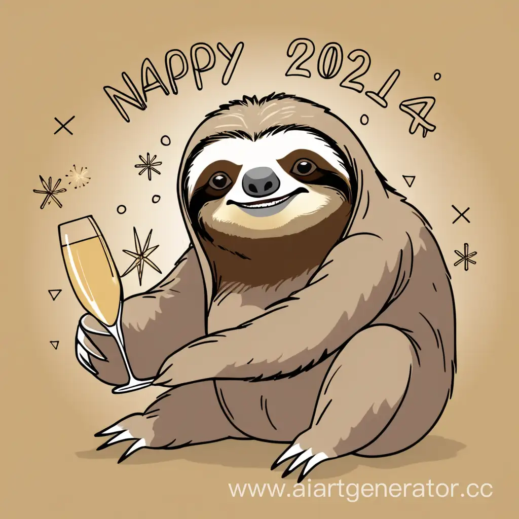 Relaxed-Sloths-Celebrating-New-Year-2024-Amidst-Festive-Decorations