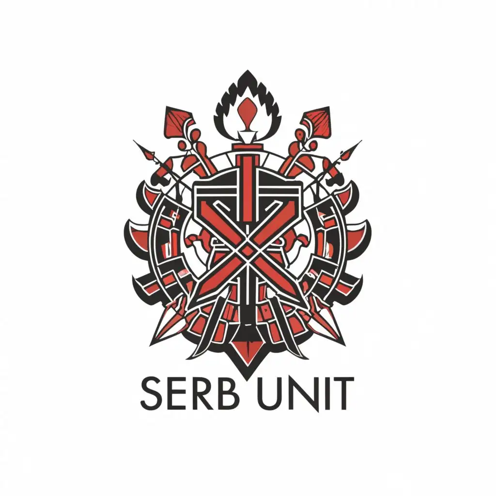 a logo design,with the text "SERB UNIT", main symbol:buckler,complex,be used in Entertainment industry,clear background