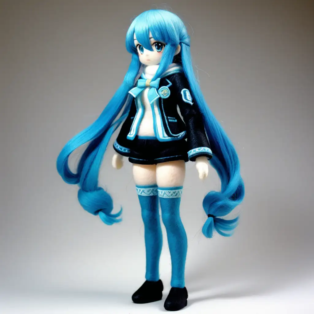 Detailed Needle Felt of Rin from Blue Archive in Full Body View