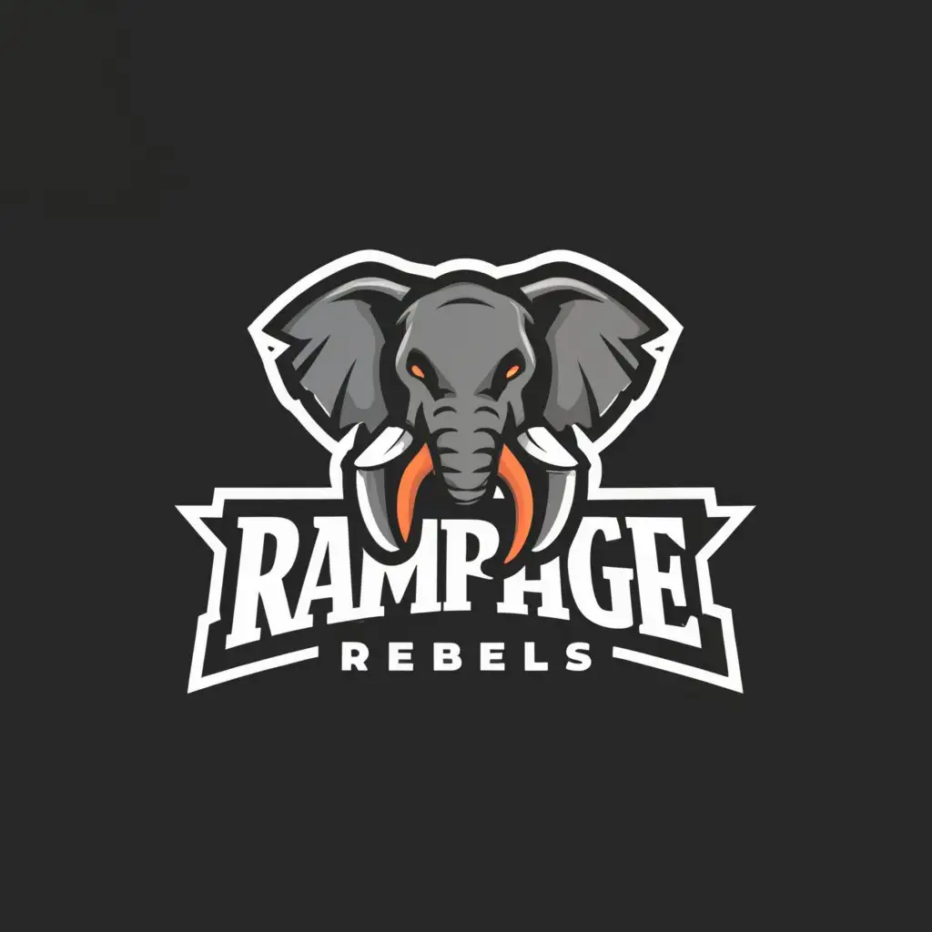 a logo design,with the text "Rampage Rebels", main symbol:Angry Elephant,Minimalistic,be used in Education industry,clear background