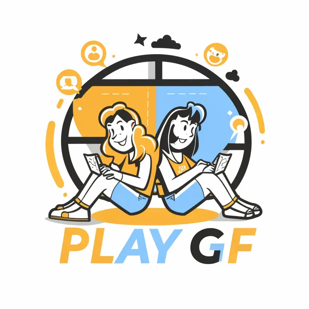 LOGO-Design-For-PlayGF-Vibrant-Chat-Room-Girls-and-Boys-Emblem-on-Clear-Background