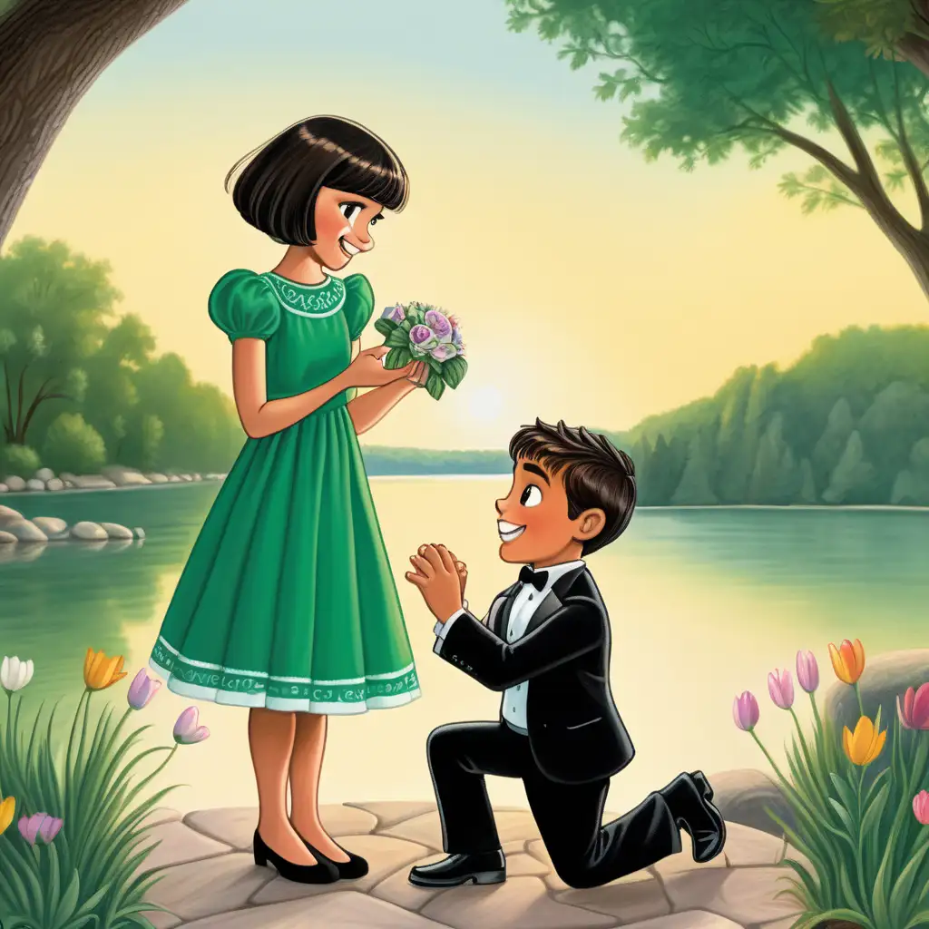 Enchanting Lakeside Marriage Proposal with Childrens Book Characters