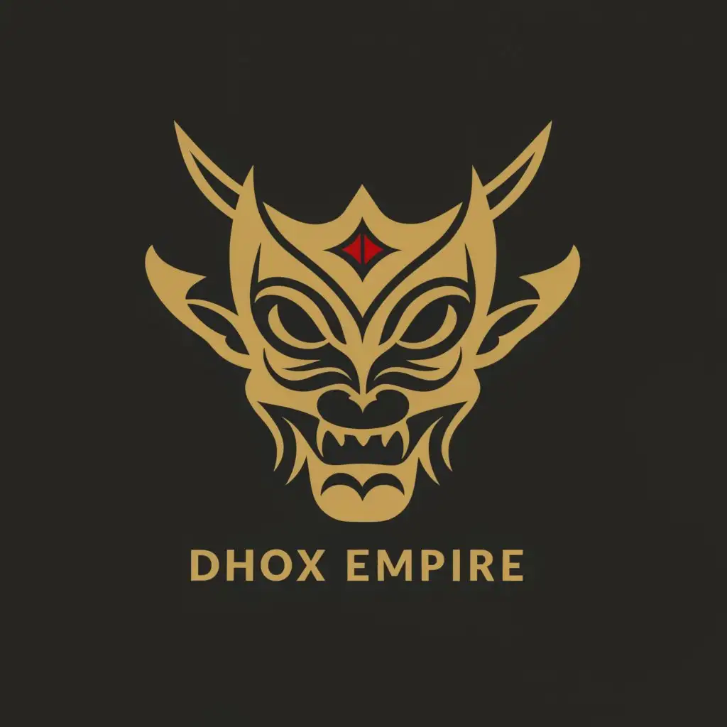 a logo design,with the text "DHOX Empire", main symbol:Oni mask,complex,be used in Religious industry,clear background