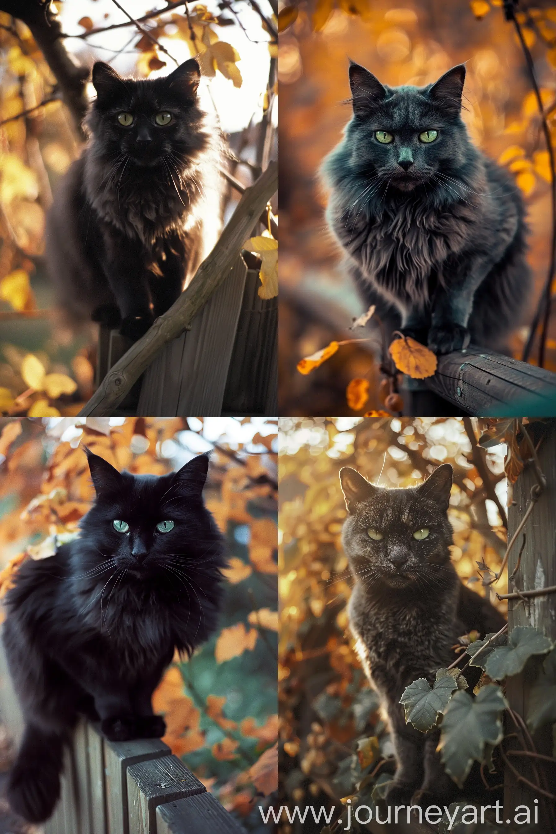 Majestic-Black-Cat-Enigmatic-Elegance-in-Autumn-Glow