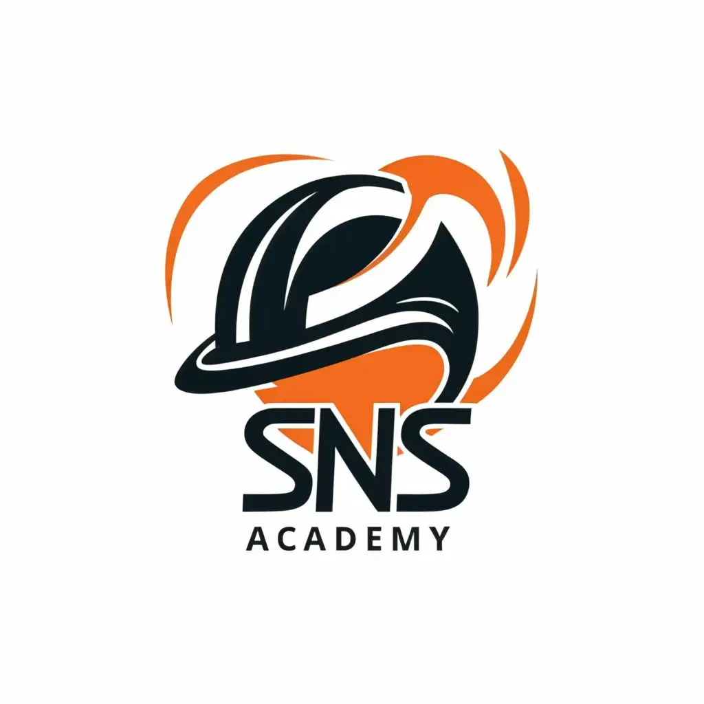 a logo design,with the text "SNS ACADEMY", main symbol:SNS with seamless safety helmet,Minimalistic,clear background