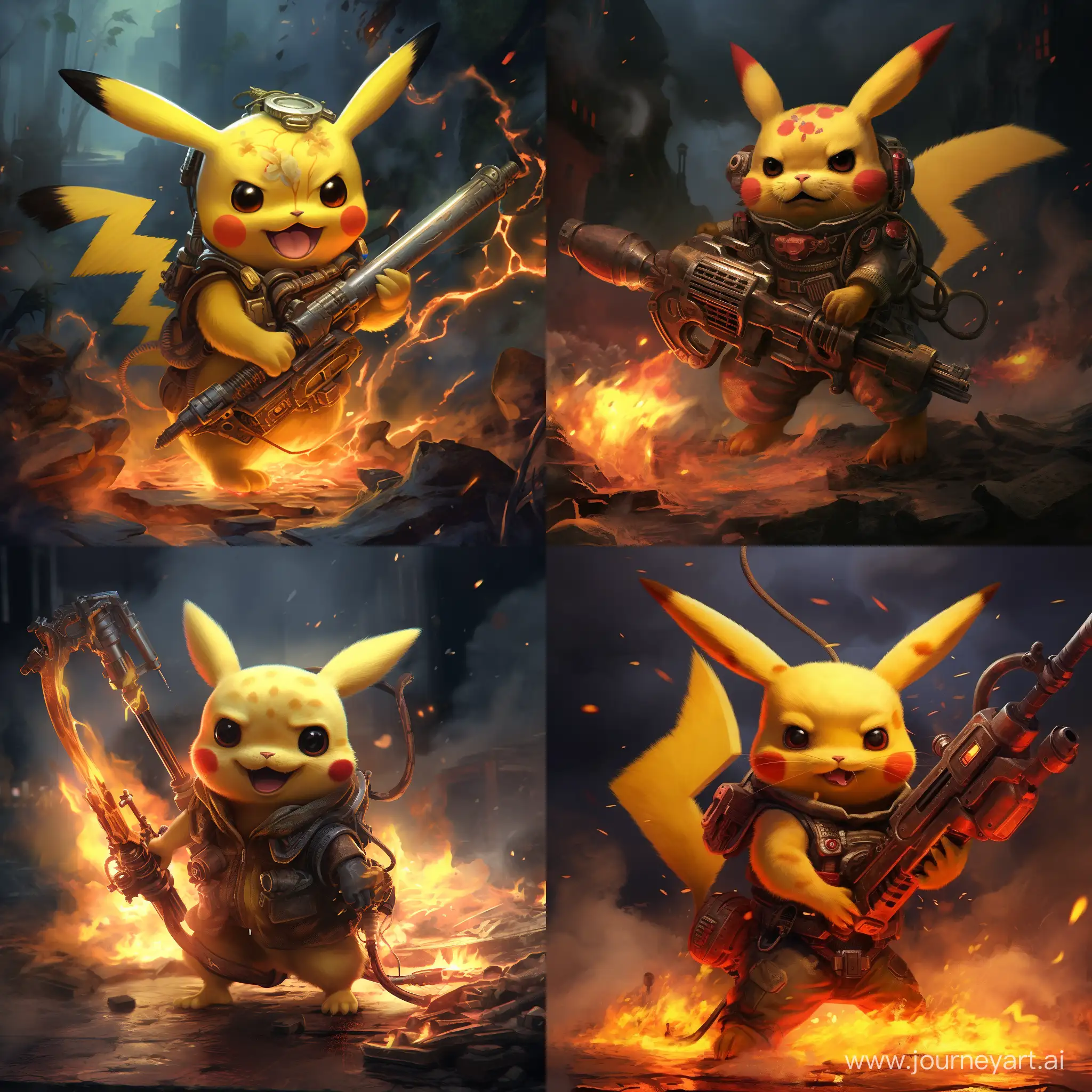 Electric-Pokemon-Pikachu-Using-Flamethrower-Attack