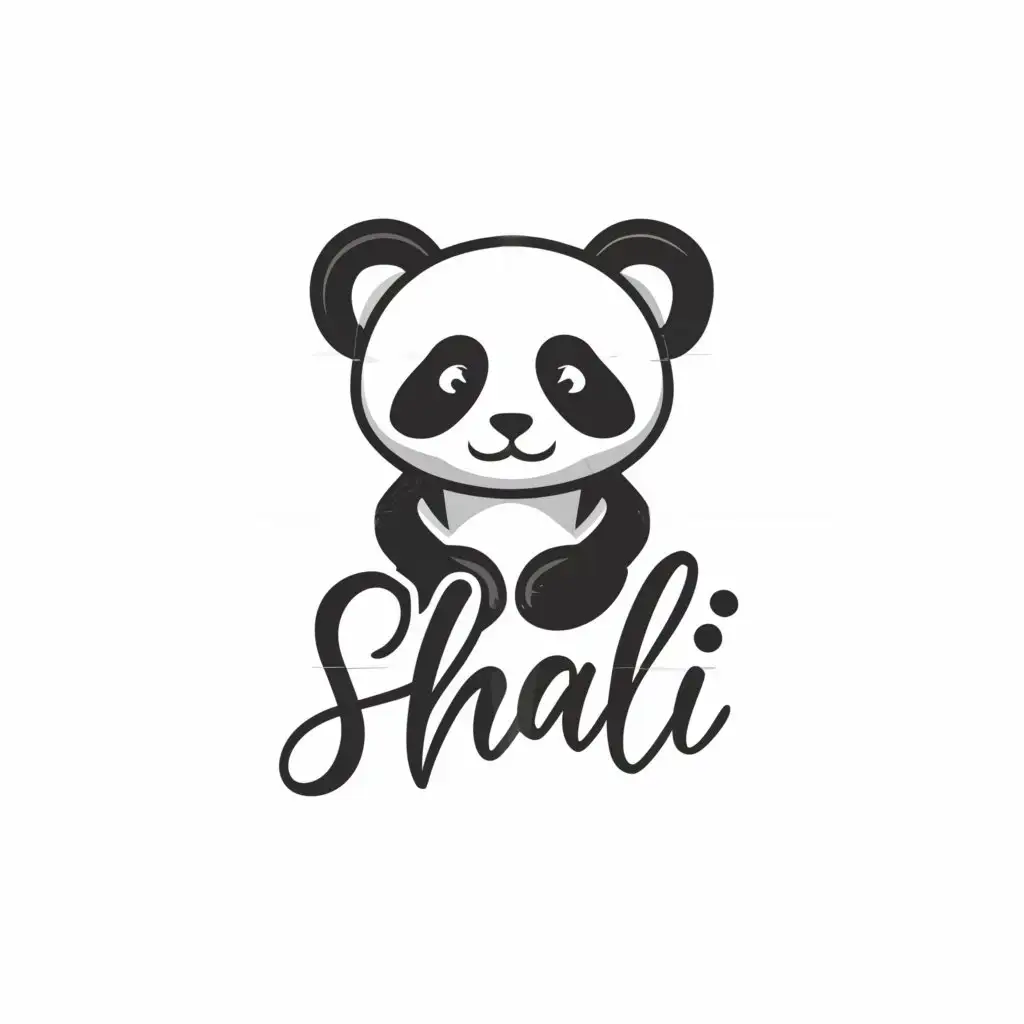 a logo design,with the text "ShaLi", main symbol:cute panda,Moderate,clear background