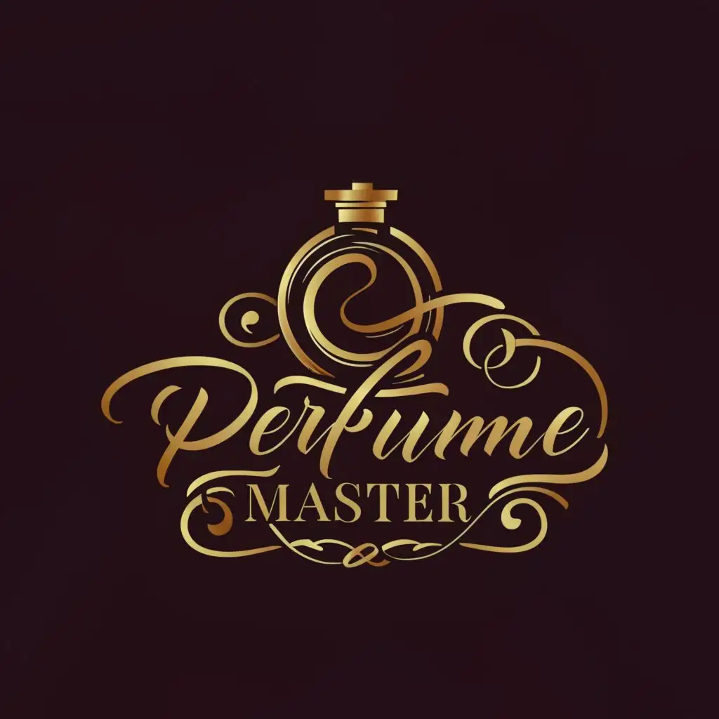 LOGO-Design-for-Perfume-Master-Elegant-Perfume-Bottle-and-Cream-Elements-for-Beauty-Spa-Industry