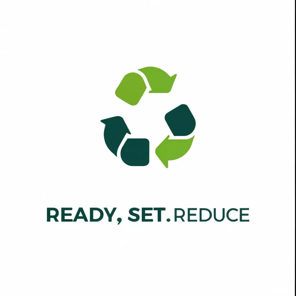 a logo design,with the text "Ready, Set, Reduce!", main symbol:recycle, fuel, water, electricity,Moderate,clear background