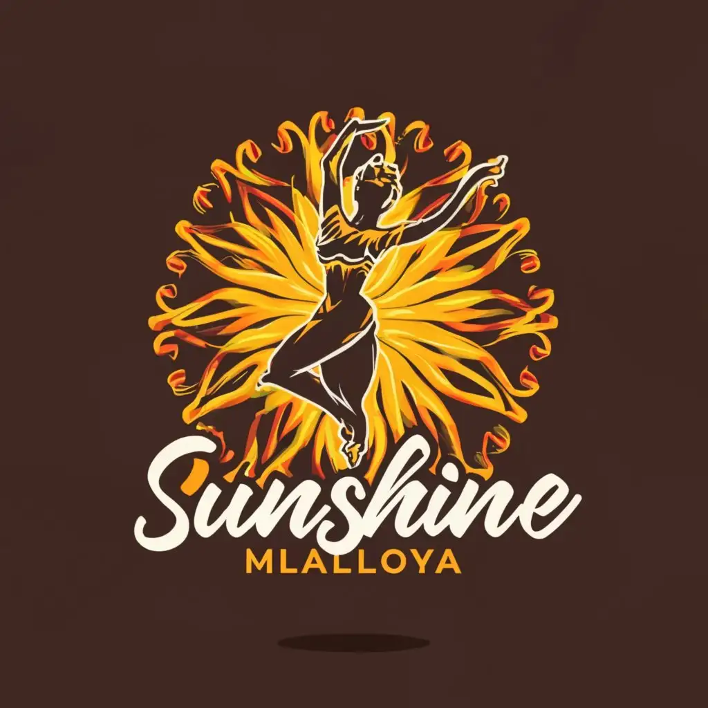 a logo design,with the text "sunshine", main symbol:dancer maloya sunshine,complex,be used in Entertainment industry,clear background