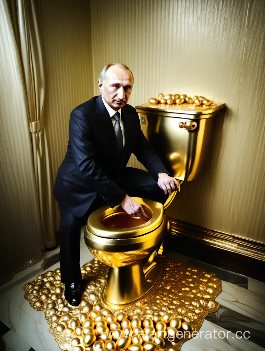 President-Vladimir-Vladimirovich-on-Luxurious-Golden-Toilet-Surrounded-by-Golden-Eggs